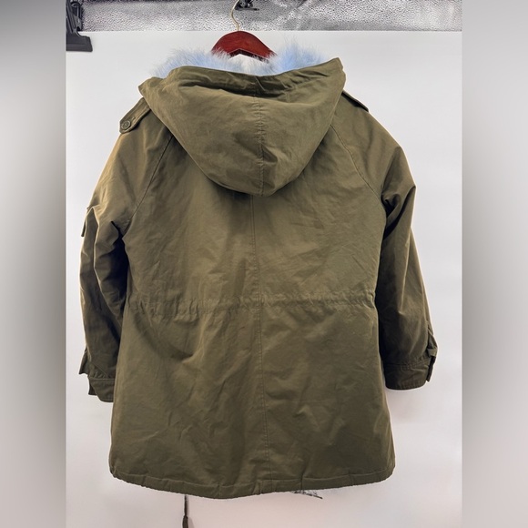 Women’s khaki parka coat blue fur lining medium - Picture 7 of 9